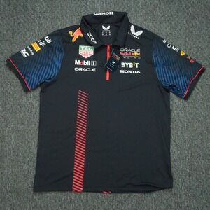 Castore Shirt Mens XL Black Blue Red Bull Racing 1/4 Zip Polo Short Sleeve NWT